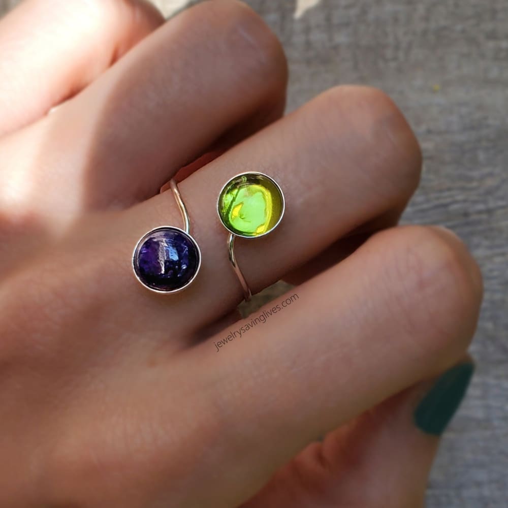 Peridot and Sapphire Ring Rings Handmade JSL Made in USA