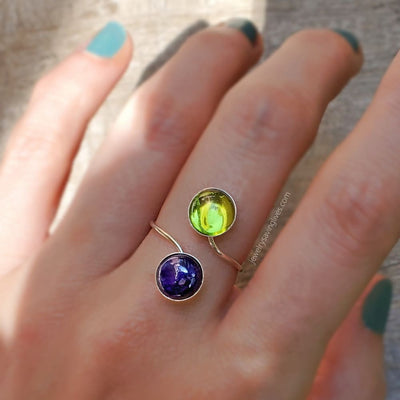 Peridot and Sapphire Ring Rings Handmade JSL Made in USA