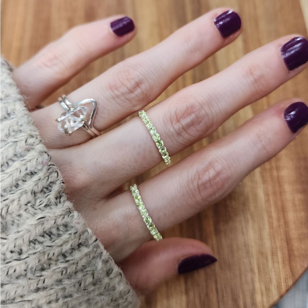 Peridot Half Eternity Band Rings Handmade Handcrafted