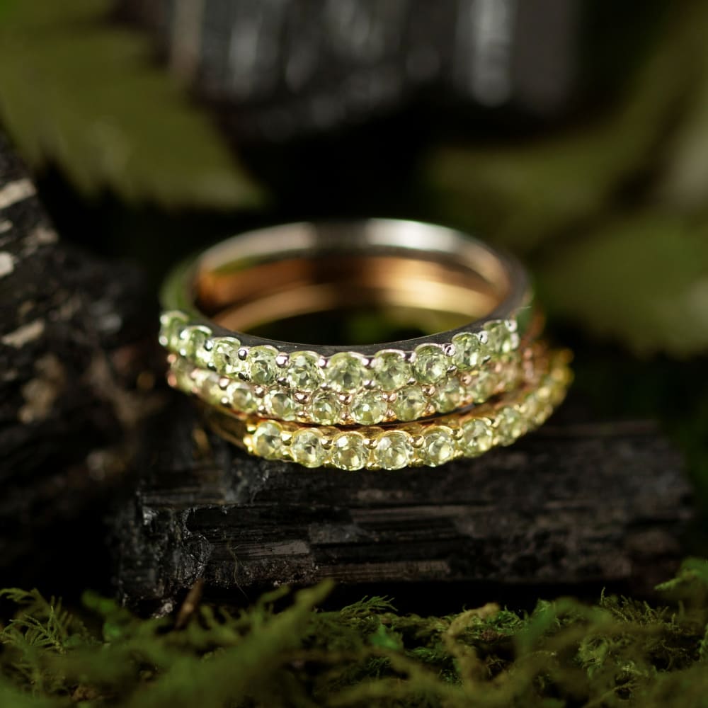 Peridot Half Eternity Band Rings Handmade Handcrafted