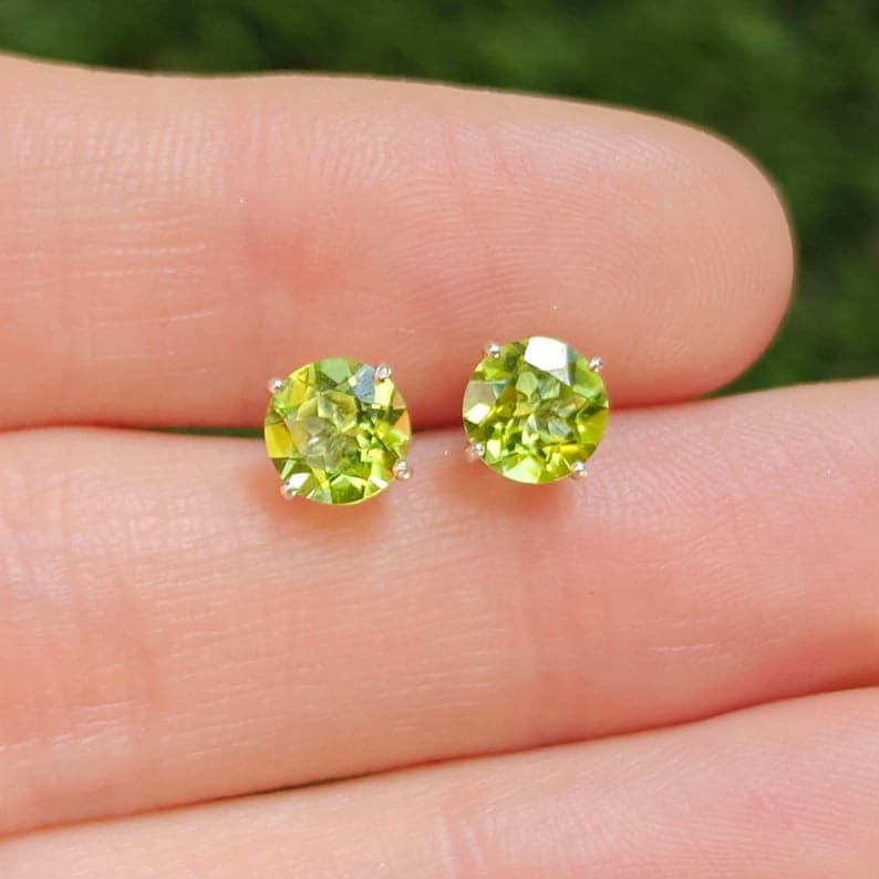 Peridot Stud Earring Earrings Handmade Handcrafted