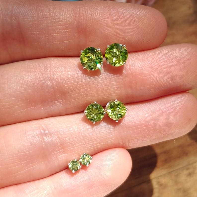 Peridot Stud Earring Earrings Handmade Handcrafted