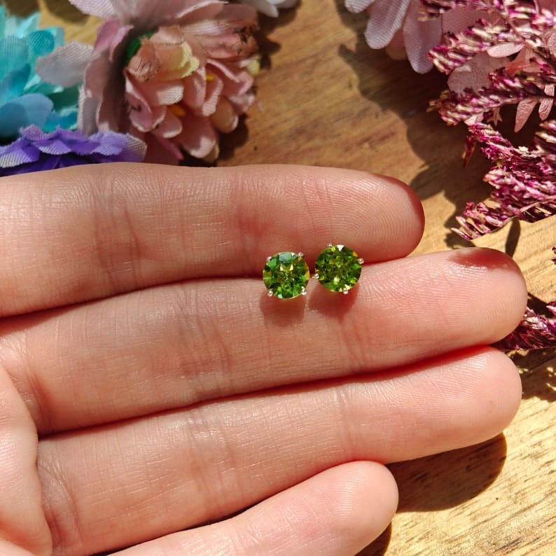 Peridot Stud Earring Earrings Handmade Handcrafted