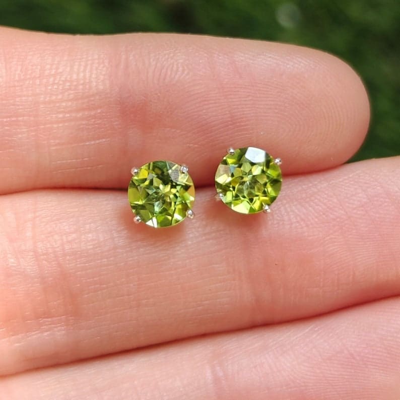 Peridot Stud Earring Earrings Handmade Handcrafted