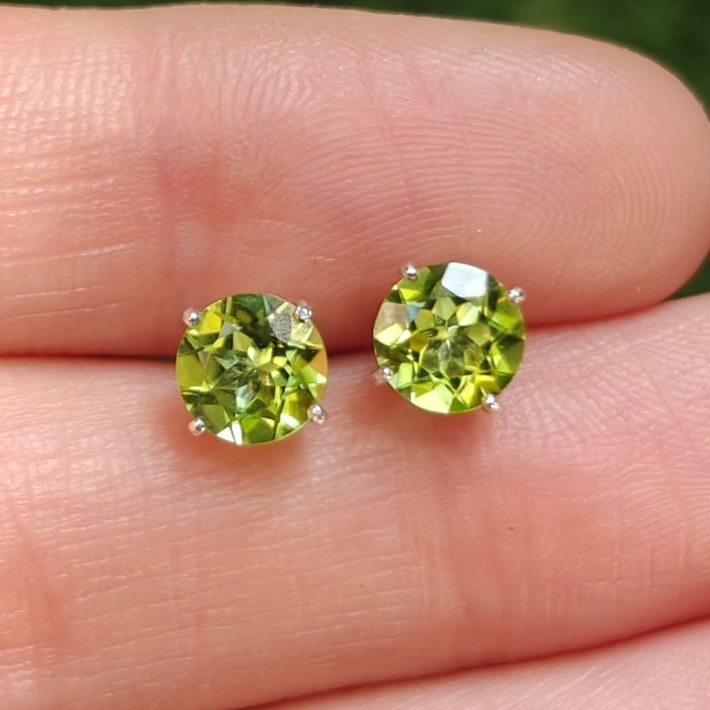 Peridot Stud Earrings Earrings Handmade Handcrafted