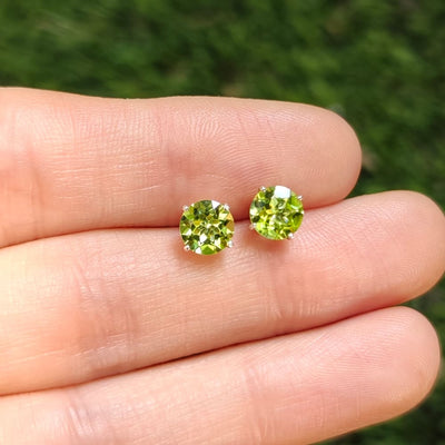 Peridot Stud Earrings Earrings Handmade Handcrafted