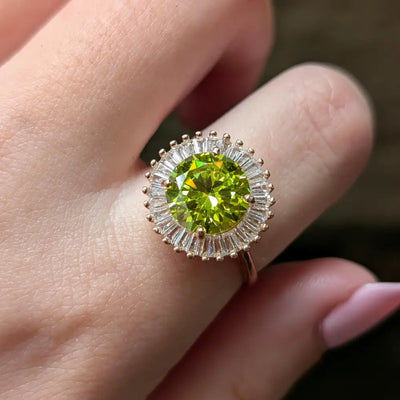 Peridot Sunburst Gemstone Ring Rings Handmade Handcrafted