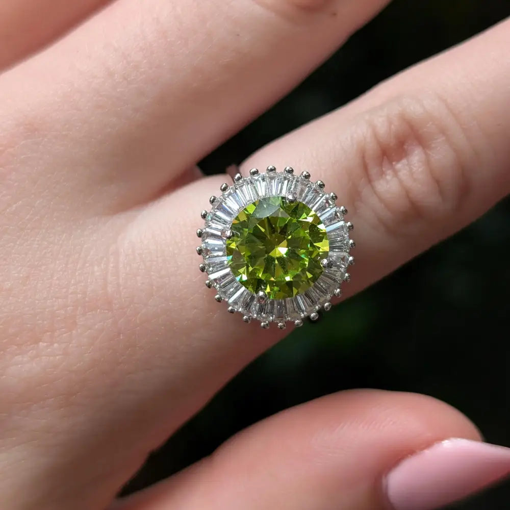 Peridot Sunburst Gemstone Ring Rings Handmade Handcrafted