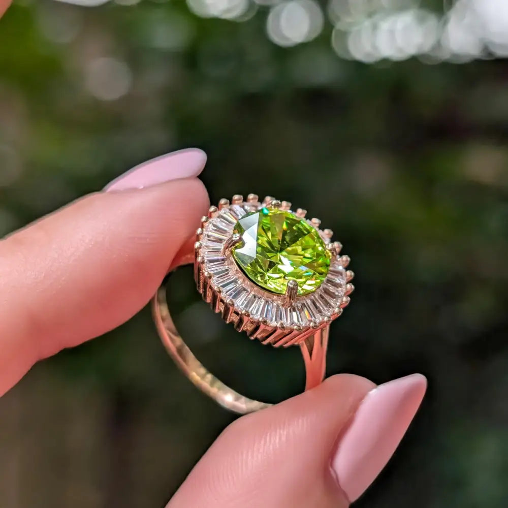 Peridot Sunburst Gemstone Ring Rings Handmade Handcrafted