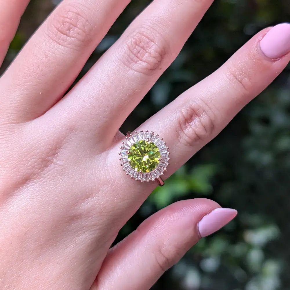 Peridot Sunburst Gemstone Ring Rings Handmade Handcrafted