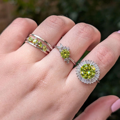 Peridot Sunburst Gemstone Ring Rings Handmade Handcrafted