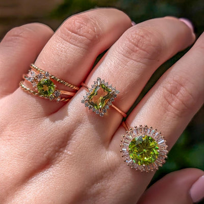 Peridot Sunburst Gemstone Ring Rings Handmade Handcrafted