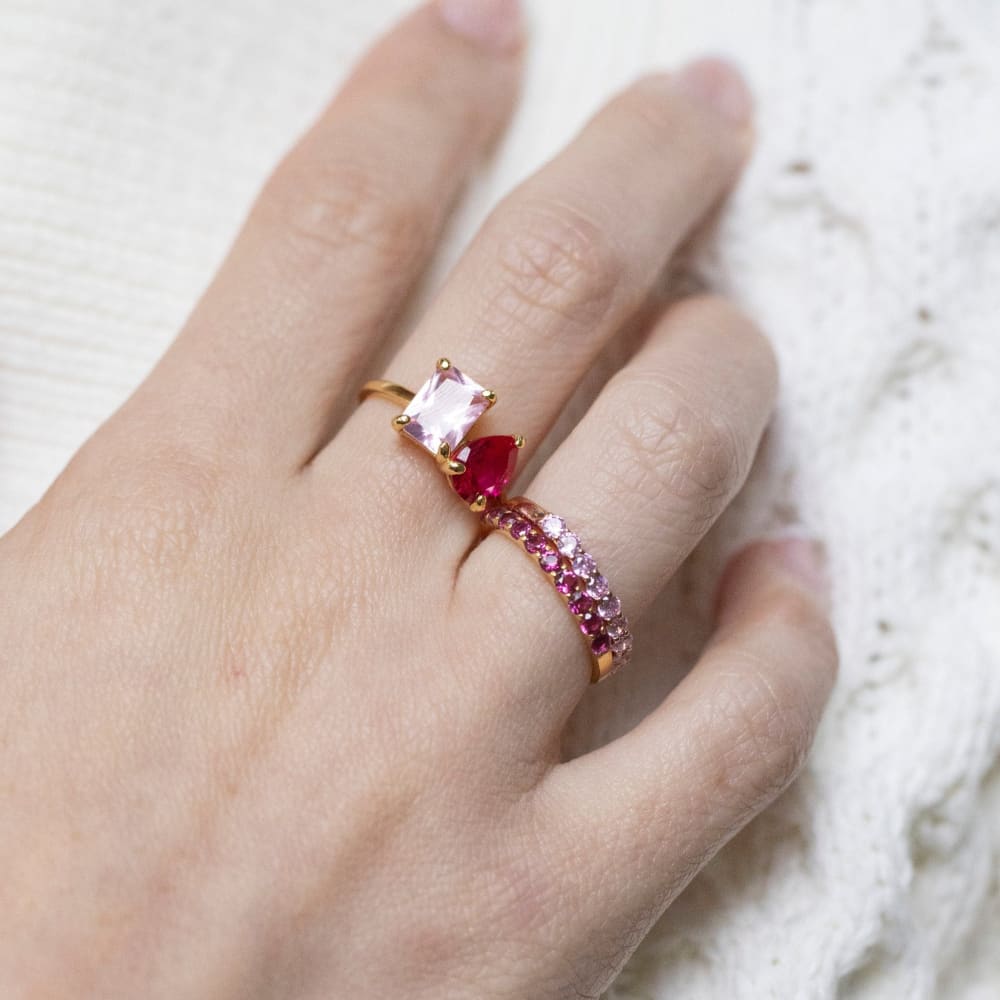 Pink Tourmaline Half Eternity Band Rings Handmade Handcrafted