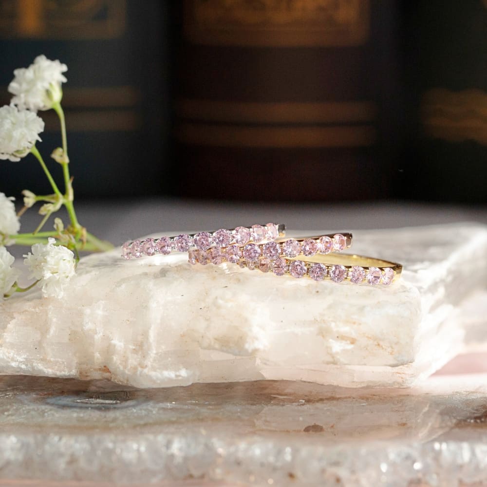 Pink Tourmaline Half Eternity Band Rings Handmade Handcrafted