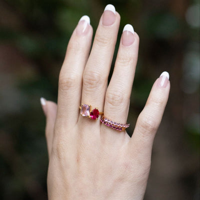 Pink Tourmaline Half Eternity Band Rings Handmade Handcrafted