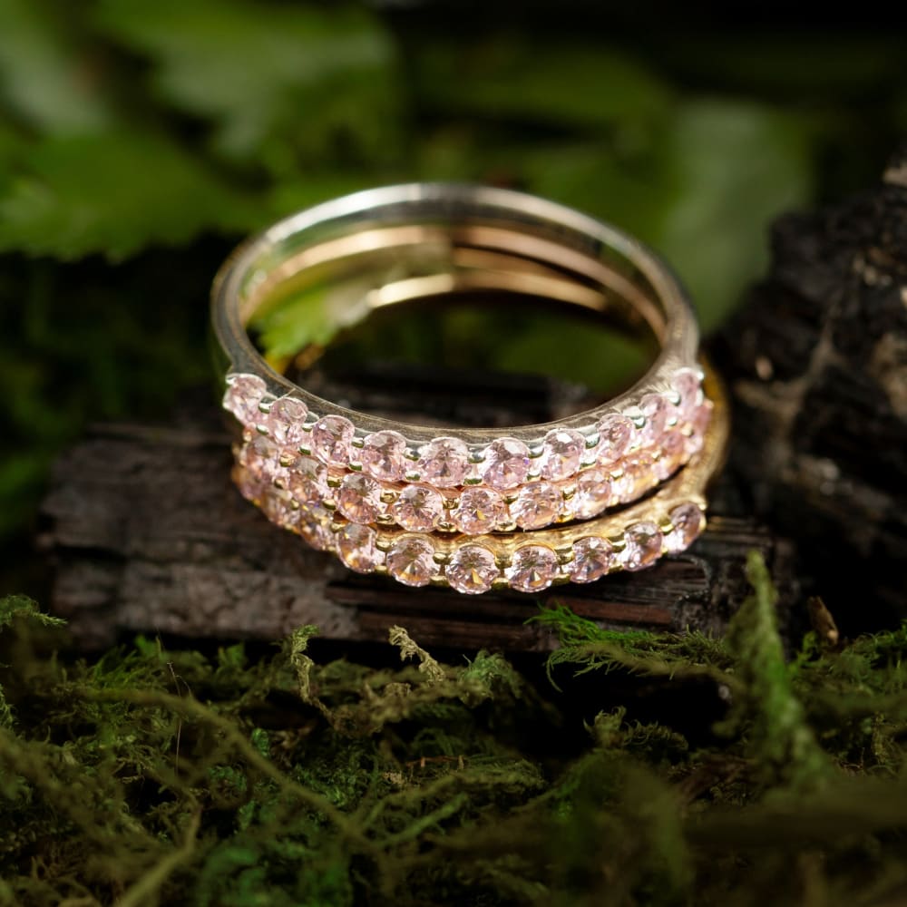 Pink Tourmaline Half Eternity Band Rings Handmade Handcrafted