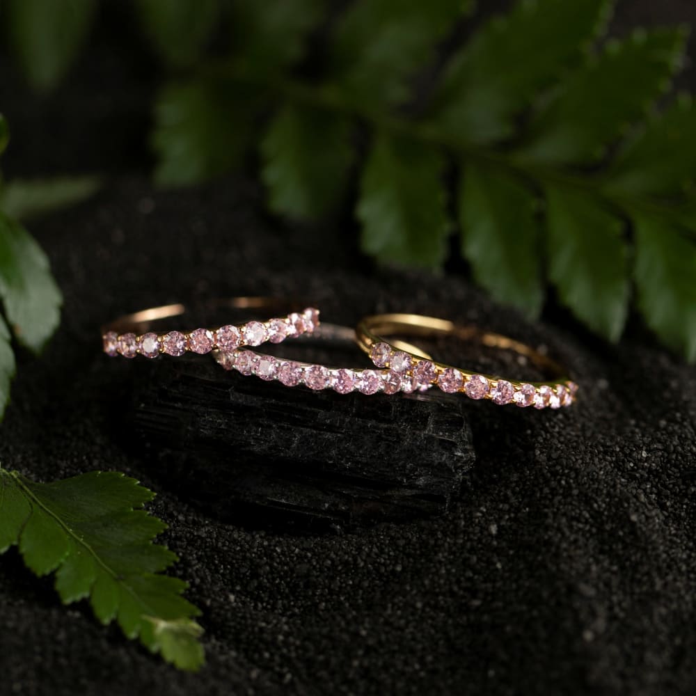 Pink Tourmaline Half Eternity Band Rings Handmade Handcrafted