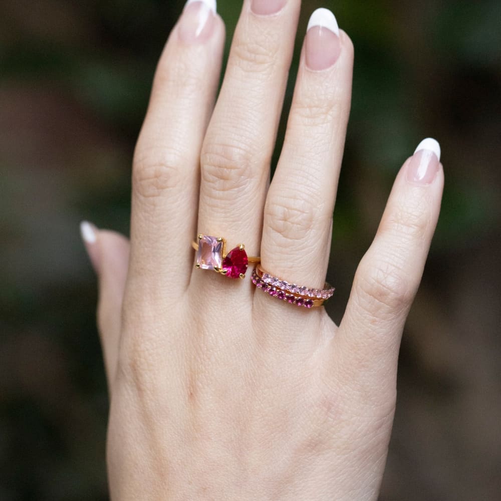 Pink Tourmaline Half Eternity Band Rings Handmade Handcrafted