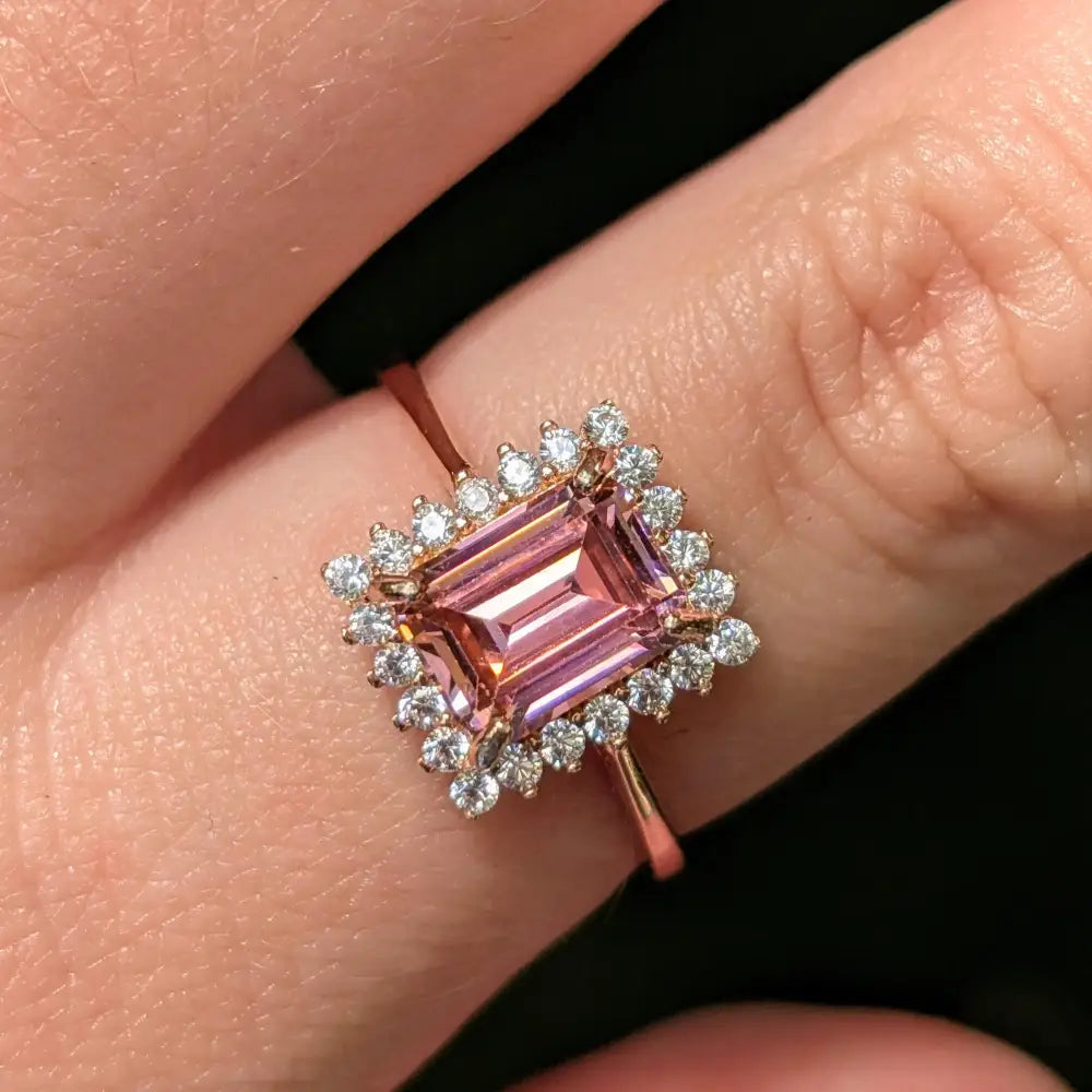 Pink Tourmaline Halo Ring Rings Handmade Handcrafted
