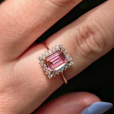 Pink Tourmaline Halo Ring Rings Handmade Handcrafted