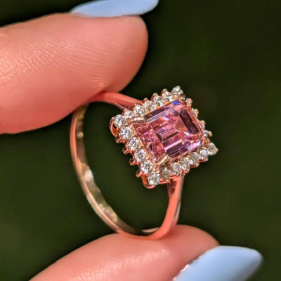 Pink Tourmaline Halo Ring Rings Handmade Handcrafted