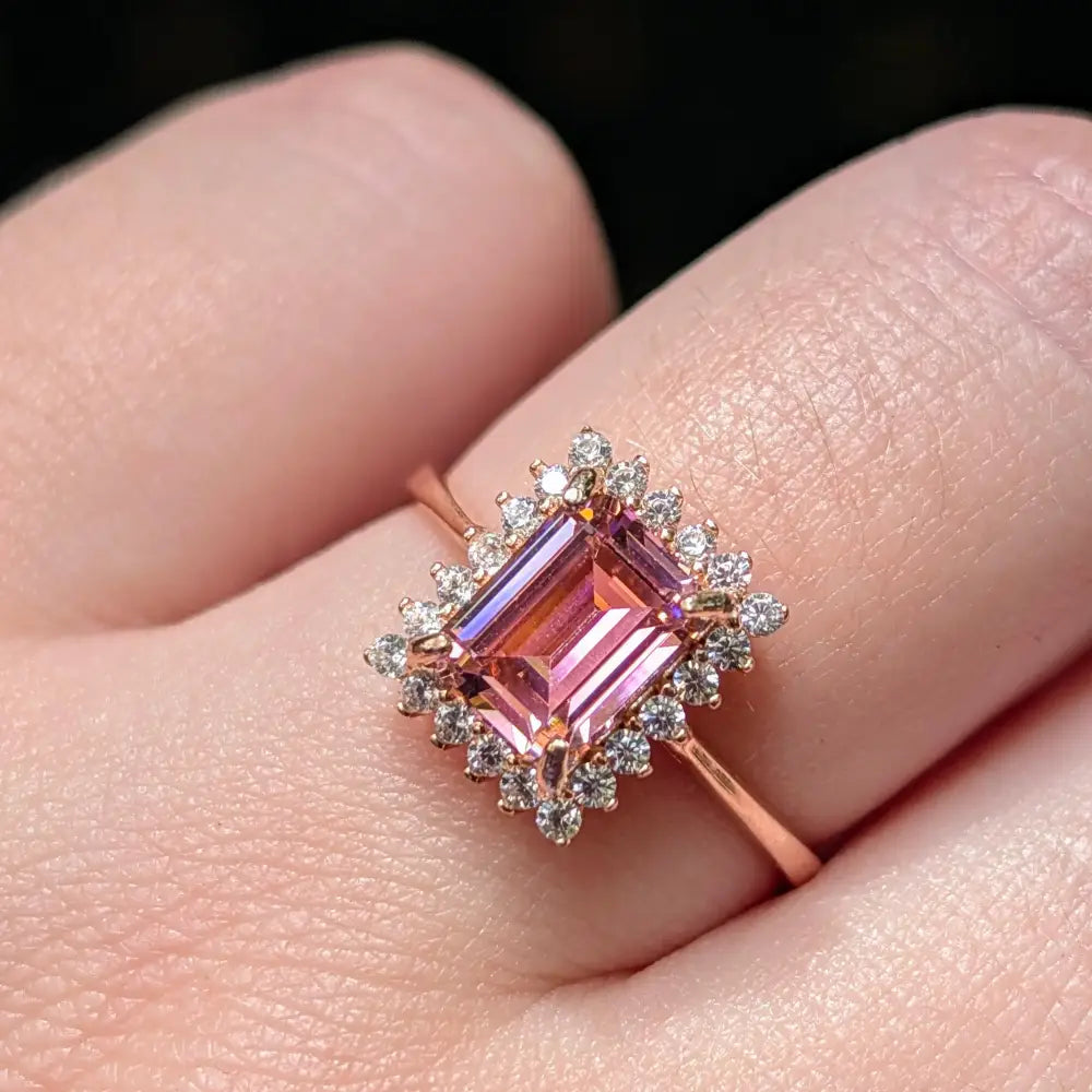 Pink Tourmaline Halo Ring Rings Handmade Handcrafted