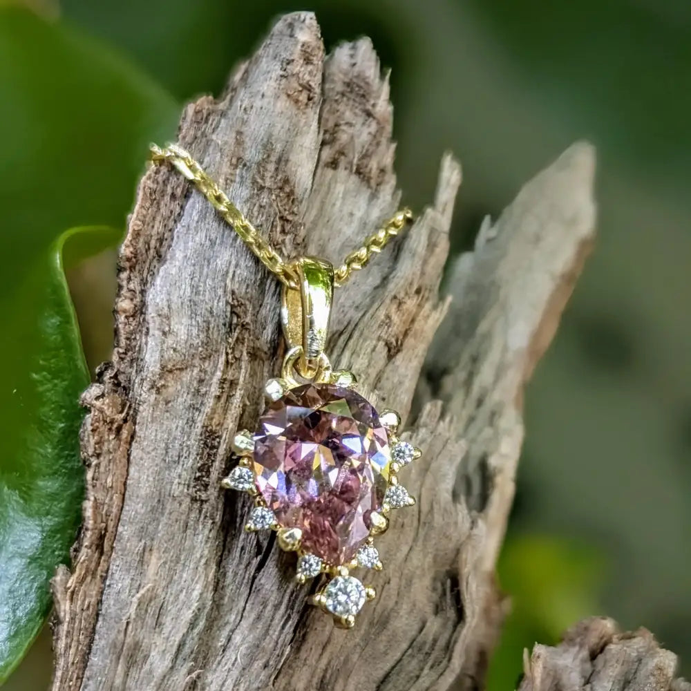 Celestial Drop Pink Tourmaline Necklace Necklaces Handmade Handcrafted