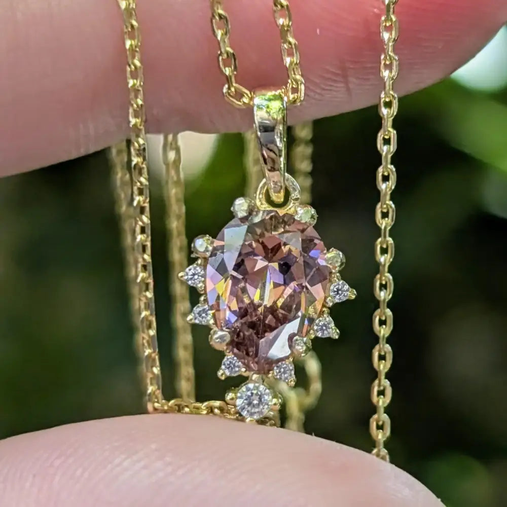 Celestial Drop - Pink Tourmaline Upside-Down Teardrop Necklace Necklaces Handmade Handcrafted