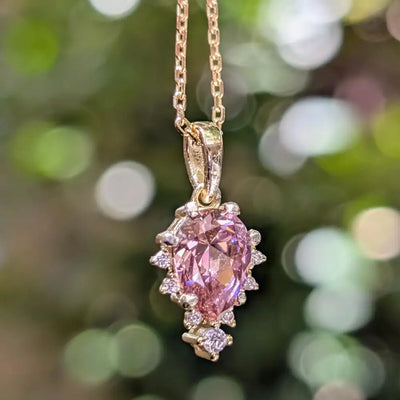 Celestial Drop Pink Tourmaline Necklace Necklaces Handmade Handcrafted