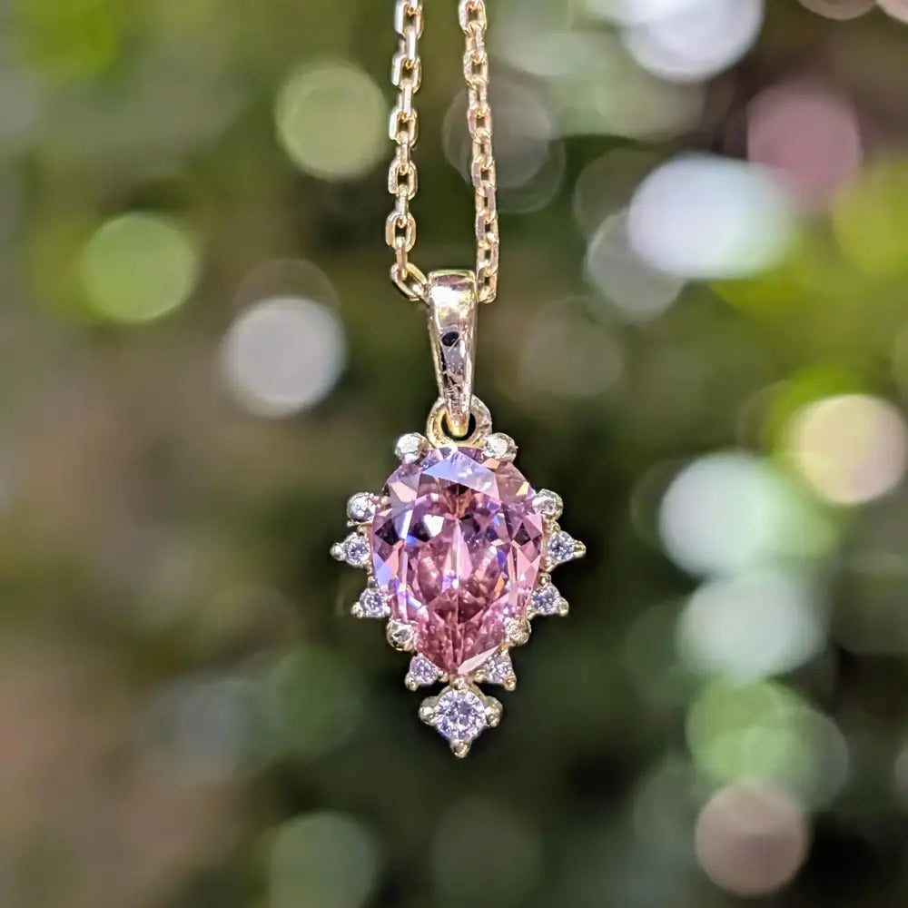 Celestial Drop Pink Tourmaline Necklace Necklaces Handmade Handcrafted