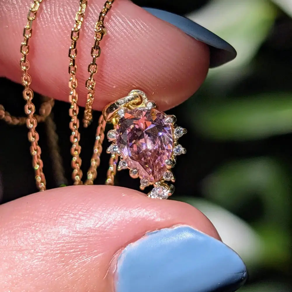 Celestial Drop Pink Tourmaline Necklace Necklaces Handmade Handcrafted