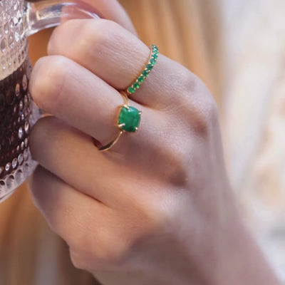 Emerald Half Eternity Band