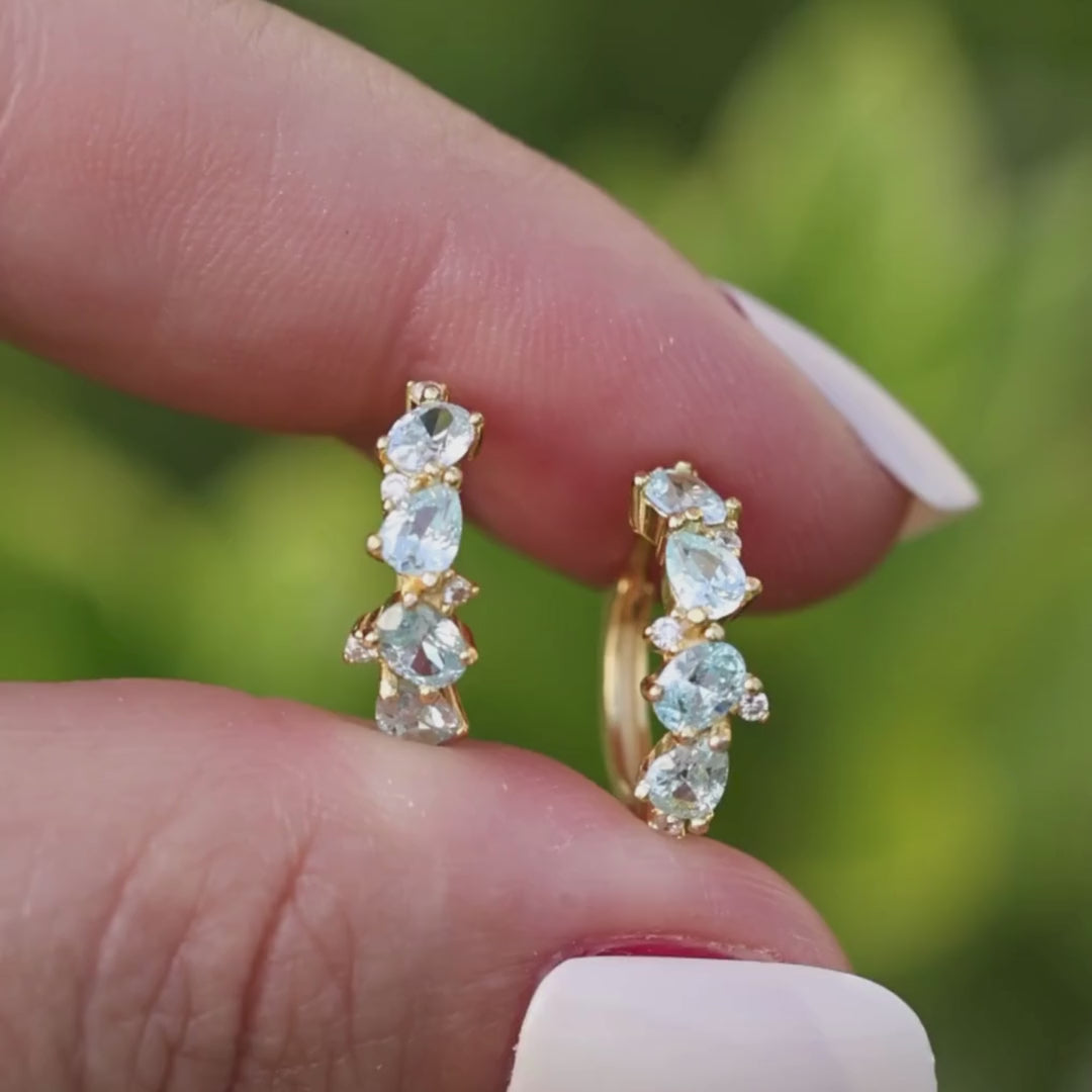 The Legacy - Aquamarine Cluster Hoops