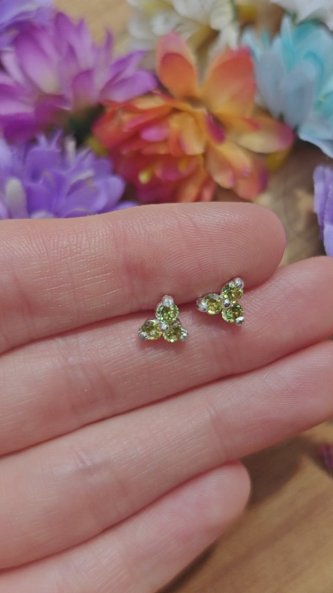 Tri-Cluster Peridot Earrings