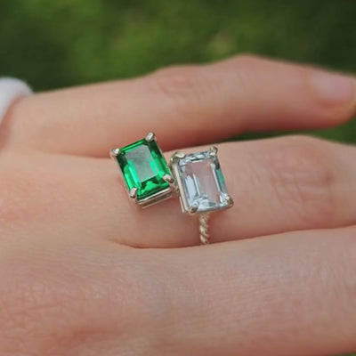 The Aurora - Custom Emerald Cut & Emerald Cut Ring