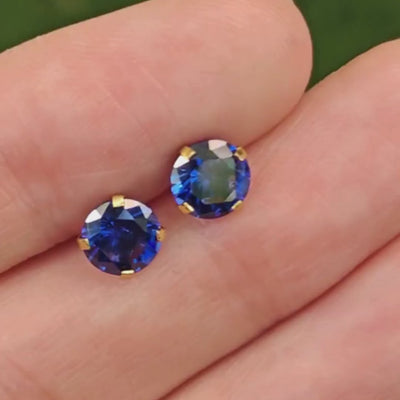 Faceted Natural Sapphire Stud Earrings