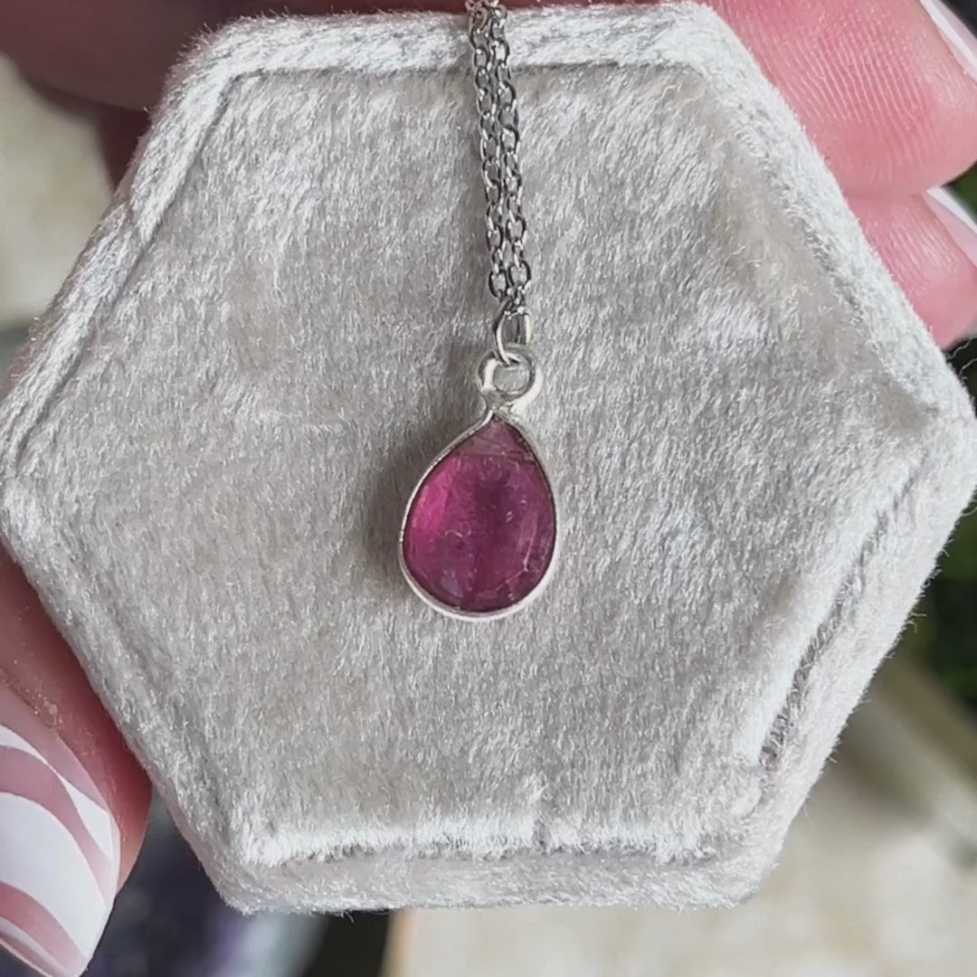 Pink Tourmaline Teardrop Necklace