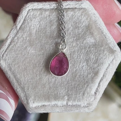 Pink Tourmaline Teardrop Necklace