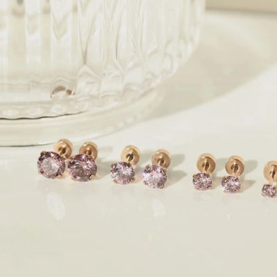 Pink Tourmaline Stud Earrings