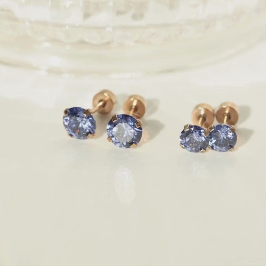 AAA Natural Tanzanite Stud Earrings