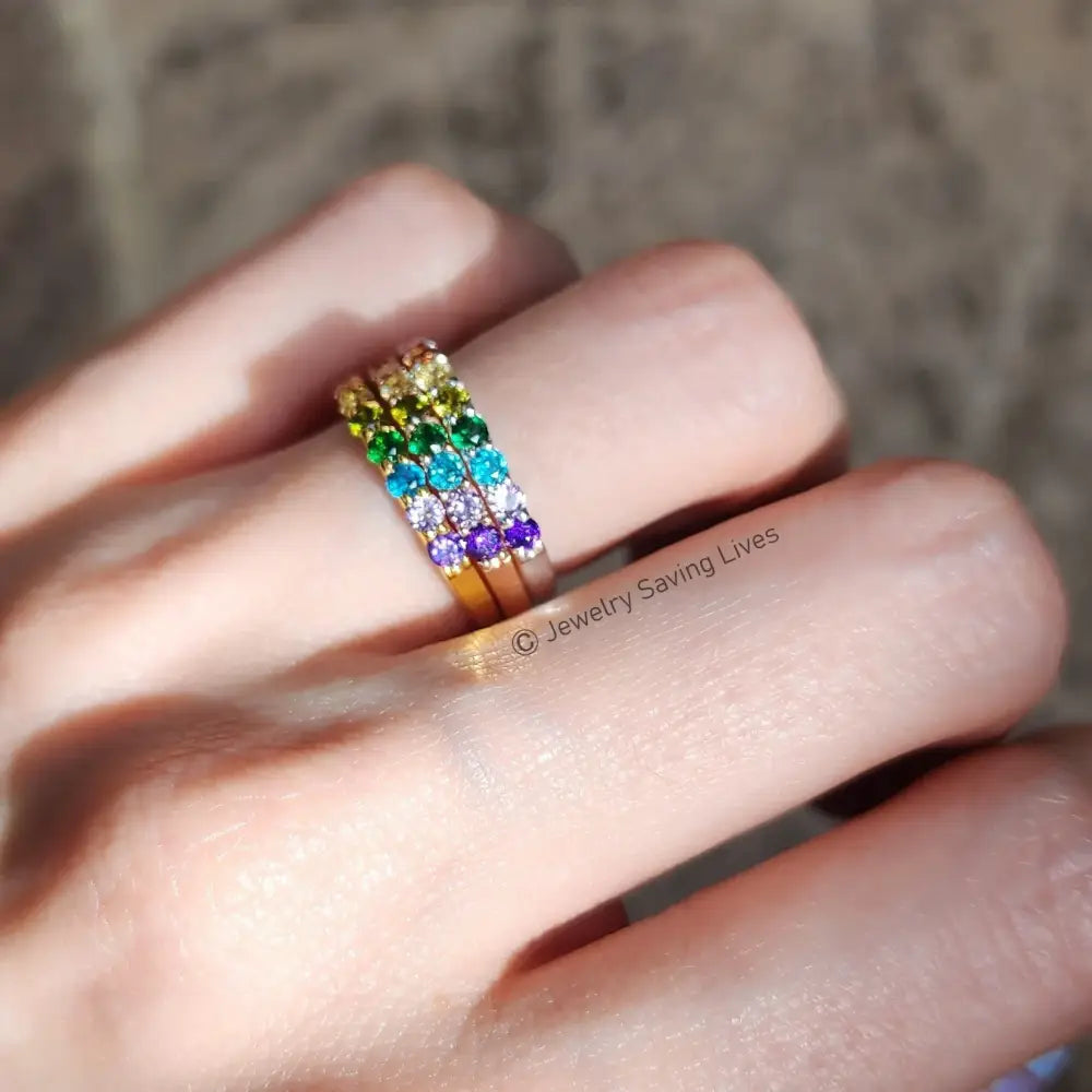Pride Half Eternity Band Rings Handmade Handcrafted