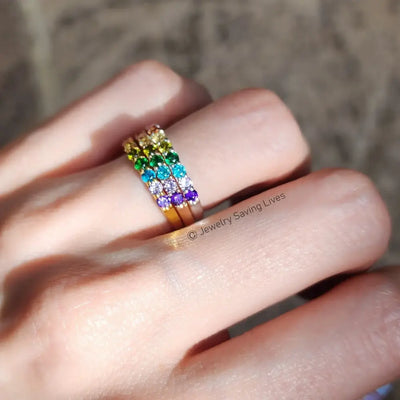 Pride Half Eternity Band Rings Handmade Handcrafted