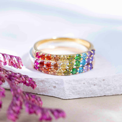 Pride Half Eternity Band Rings Handmade Handcrafted