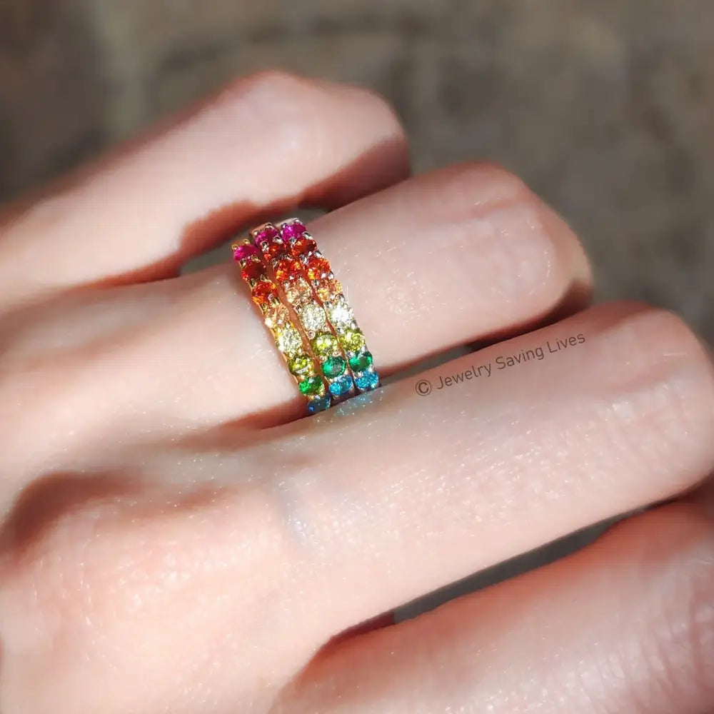Pride Half Eternity Band Rings Handmade Handcrafted