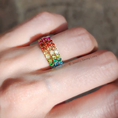 Pride Half Eternity Band Rings Handmade Handcrafted
