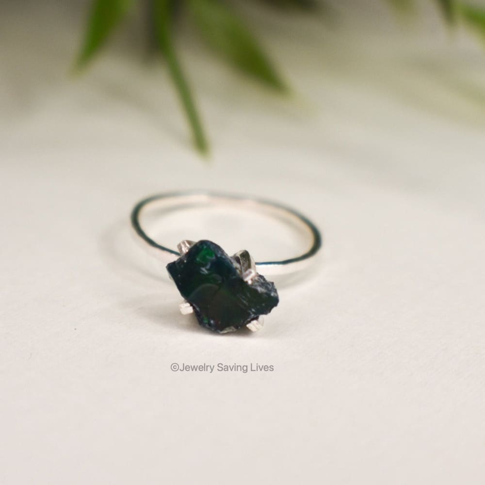 Raw Black Opal Ring Rings Handmade Handcrafted