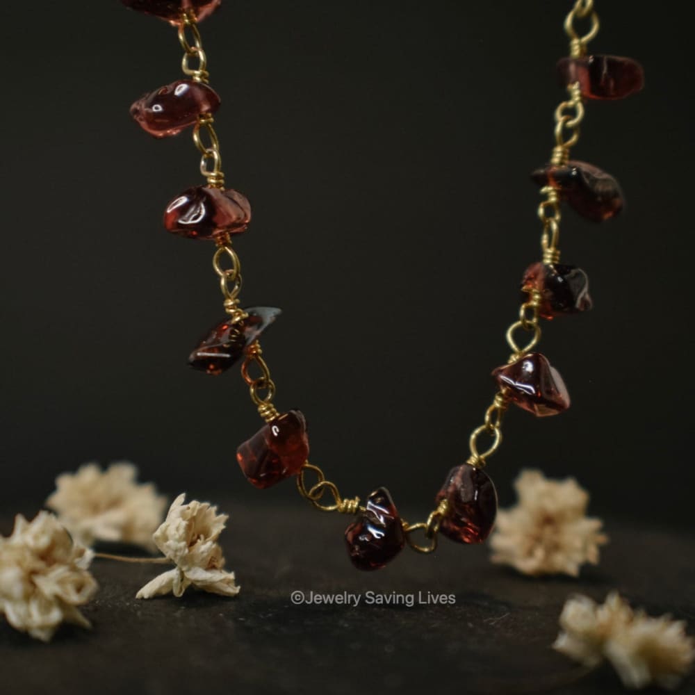 Raw Garnet Beaded Necklace Necklaces Handmade Handcrafted