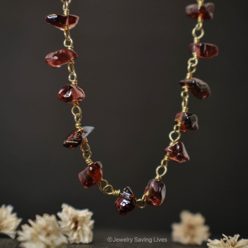 Raw Garnet Beaded Necklace Necklaces Handmade Handcrafted