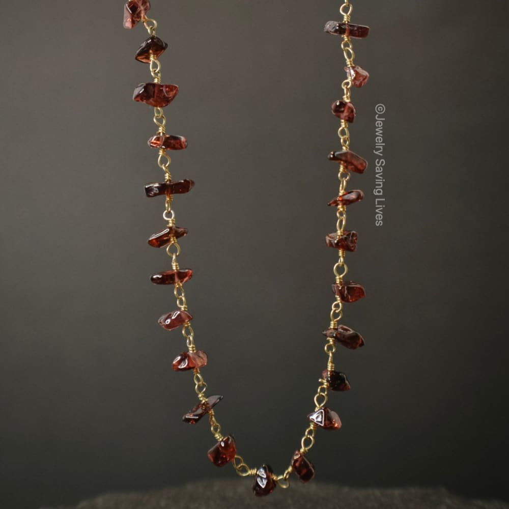 Raw Garnet Beaded Necklace Necklaces Handmade Handcrafted