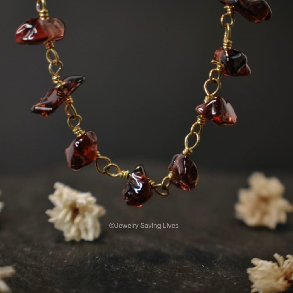 Raw Garnet Beaded Necklace Necklaces Handmade Handcrafted